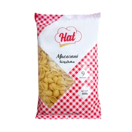 Hat Macaroni Shell 500g pack of shell-shaped macaroni pasta, ideal for making delicious pasta meals, salads, and creamy baked recipes.