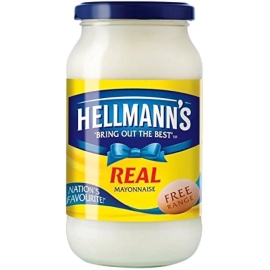 Hellmann's Real Mayonnaise Jar 400g pack of creamy mayonnaise, perfect for sandwiches, burgers, salads, dips, and various recipes.