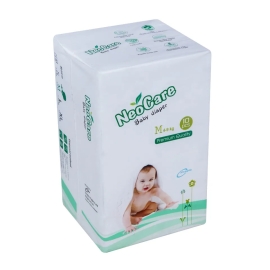 NeoCare Diaper Medium Premium pack containing 10 baby diapers, designed for babies weighing 4–9 kg, with the product packaging displayed on a white background.