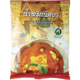 Nittaya Red Curry Paste 1000g – Thai red curry paste in a 1kg pack, featuring a rich blend of spices and herbs for preparing authentic red curry dishes.