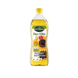 Olitalia Fortified Sunflower Oil 1L bottle with a yellow cap and branded label, fortified sunflower cooking oil suitable for everyday cooking, frying, sautéing, and baking.