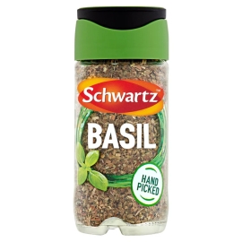 Schwartz Basil 10g – Pack of dried basil herbs for seasoning pasta, sauces, soups, salads, and Mediterranean dishes.