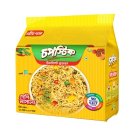 Chopstick Deshi Masala Instant Noodles 4 Pieces pack featuring spicy masala-flavored noodles with individual sachets for quick and easy preparation.