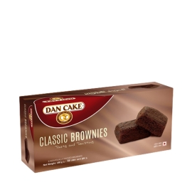 Dan Cake Classic Brownies 180g pack featuring individually wrapped chocolate brownies with a rich, fudgy texture and classic chocolate flavor.