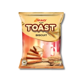 Ifad Plaine Toast Biscuit 350g pack featuring crisp plain toast biscuits, ideal for breakfast, tea-time snacks, or light refreshments.