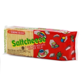 Khong Guan Saltcheese Crackers 200g packet featuring crispy salt cheese flavoured crackers in branded packaging.