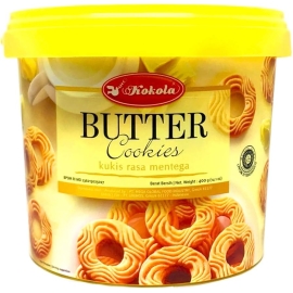 Kokola Butter Cookies 400g pack featuring golden, crispy butter cookies with a rich buttery flavour, displayed in attractive branded packaging.