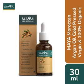 Maya All Natural Moroccan Argan Oil 30ml bottle for nourishing hair and skin, made with natural Moroccan argan oil to help moisturize, soften, and add shine. Suitable for daily beauty and personal care use.
