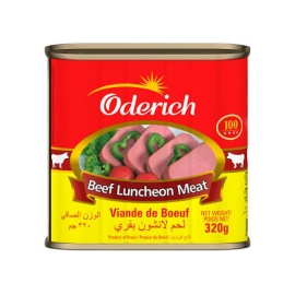 Oderich Beef Luncheon Meat 320g canned beef luncheon meat product packaging.