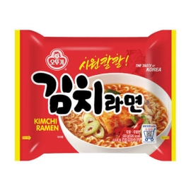 Ottogi Kimchi Ramen 120g instant noodles packet featuring spicy kimchi-flavored ramen with Korean-style seasoning.