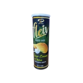 Petra Fleiv Sour Cream & Onion Potato Chips 100g packet featuring crispy potato chips with sour cream and onion flavour.