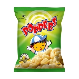 25g pack of Poppers Corn Coconut snack featuring crunchy corn pieces with coconut flavour.