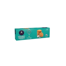 Rivoli Coconut Crunch Cookies Biscuit 150g pack featuring crispy coconut-flavoured cookies with a crunchy texture in branded packaging.