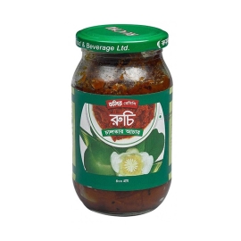 Ruchi Chalta Pickle 400g – Tangy and spicy Chalta (elephant apple) pickle jar, perfect as a traditional side dish with rice and meals.