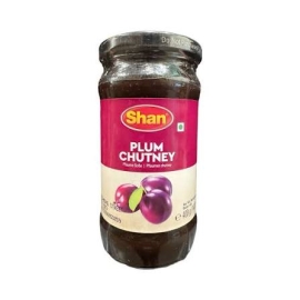 Shan Plum Chutney 400g – Sweet and tangy plum chutney jar, perfect as a flavorful condiment with snacks, appetizers, and traditional meals.