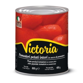 Victoria Peeled Tomato 800g can – whole peeled tomatoes in tomato juice, ideal for pasta sauces, soups, stews, and cooking recipes.