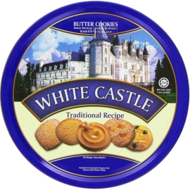 White Castle Butter Cookies 340g pack featuring rich, buttery cookies in elegant branded packaging, showcasing a classic sweet biscuit treat.