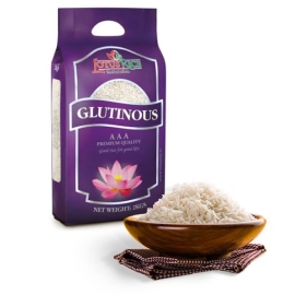 Lotus's Glutinous Rice 2kg package of premium sticky rice, ideal for making traditional desserts, dumplings, sushi, and other Asian rice dishes.