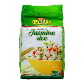 Sunflower Jasmine Rice 5kg pack, premium long-grain fragrant jasmine rice in a durable bag, ideal for everyday cooking and Asian dishes.